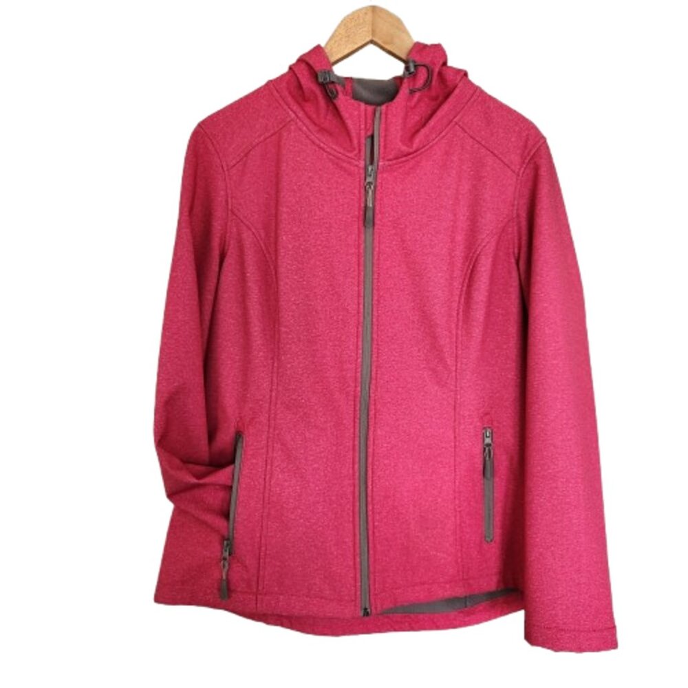 Women Pink Athletic Works Jacket. Size Large Hooded, Pockets, Full Zip